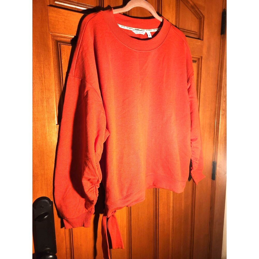 Peace Love World Orange Top w/ Side Tie at Waist Raunch Sleeve Women's Size 1X - Picture 3 of 6